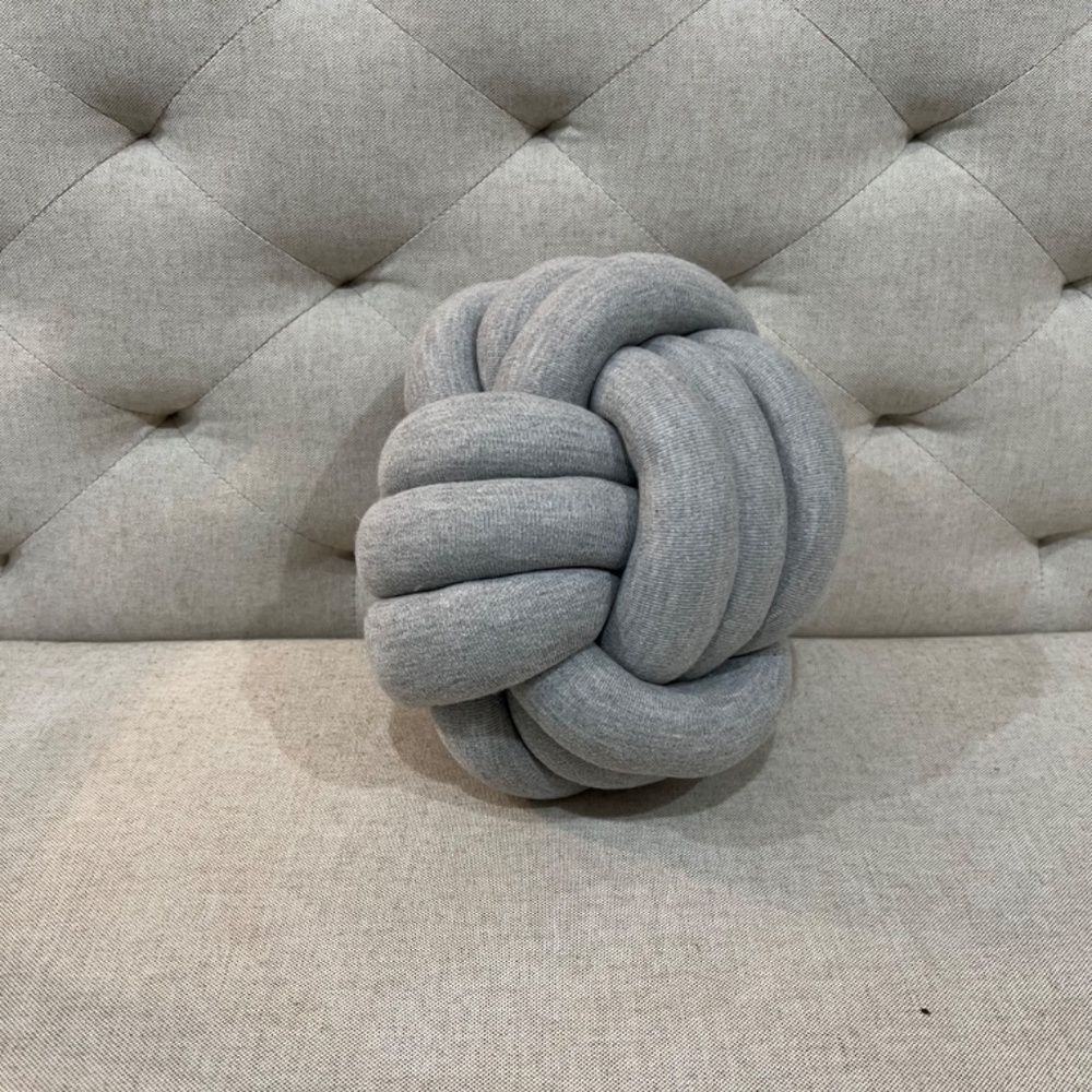 Small Heather Gray Handmade Knot Pillow